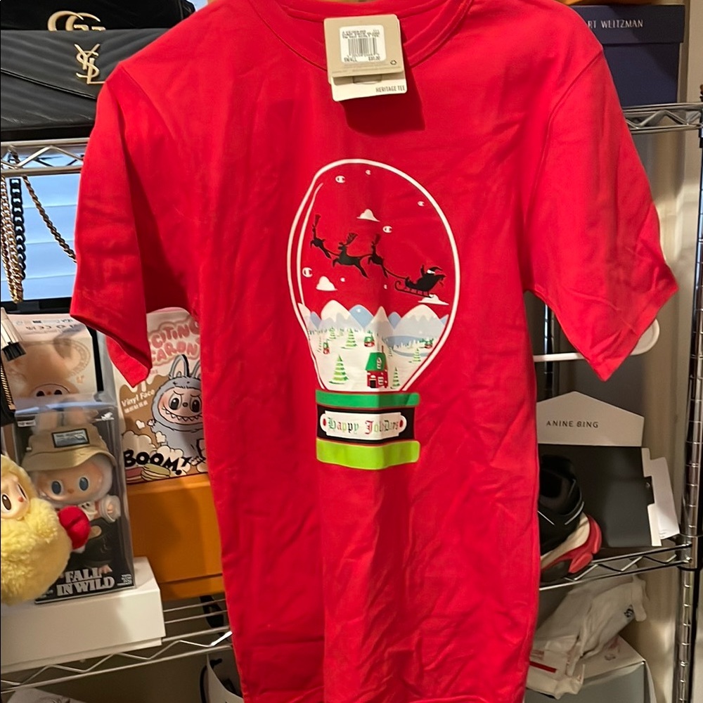 Champion Red Holiday Snow Globe Graphic Tee